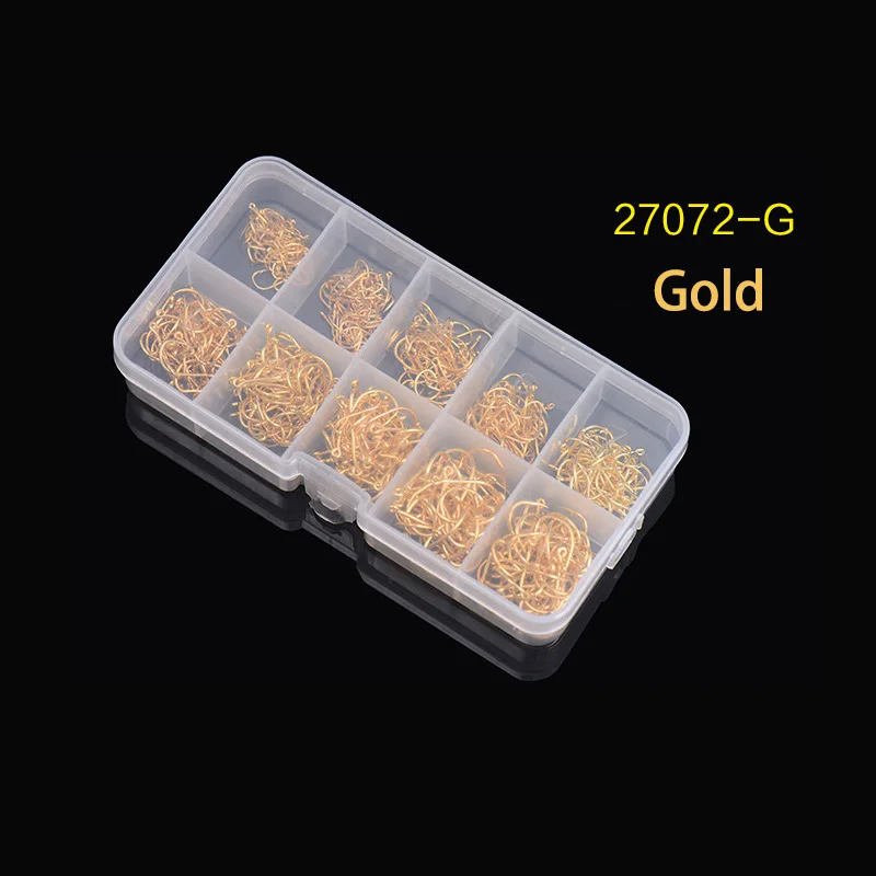 Gold 600 шт./кор. Leo рыболовные крючки Isoni 27072 черный золотой рыболовный крючок с отверстием 3#-12# колючая одинарная крючок рыболовные принадлежности PESCA - Цвет: Gold