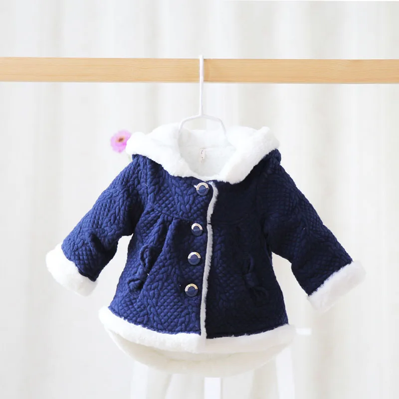AD Thermal Baby Girls Parkas Rabbit Ear Hooded Coat Fleece Thickening Toddlers Infant Snowsuit Children's Outwear Winter |