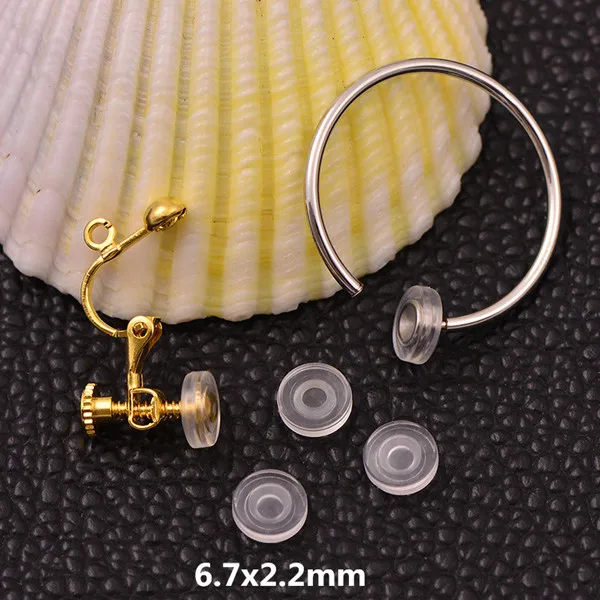 6.7x2.2mm 50 шт./лот, 4 размера, подушечки для сережек, силиконовые удобные подушечки для сережек, резиновая задняя часть, круглые затычки для сережек - Цвет: 6.7x2.2mm