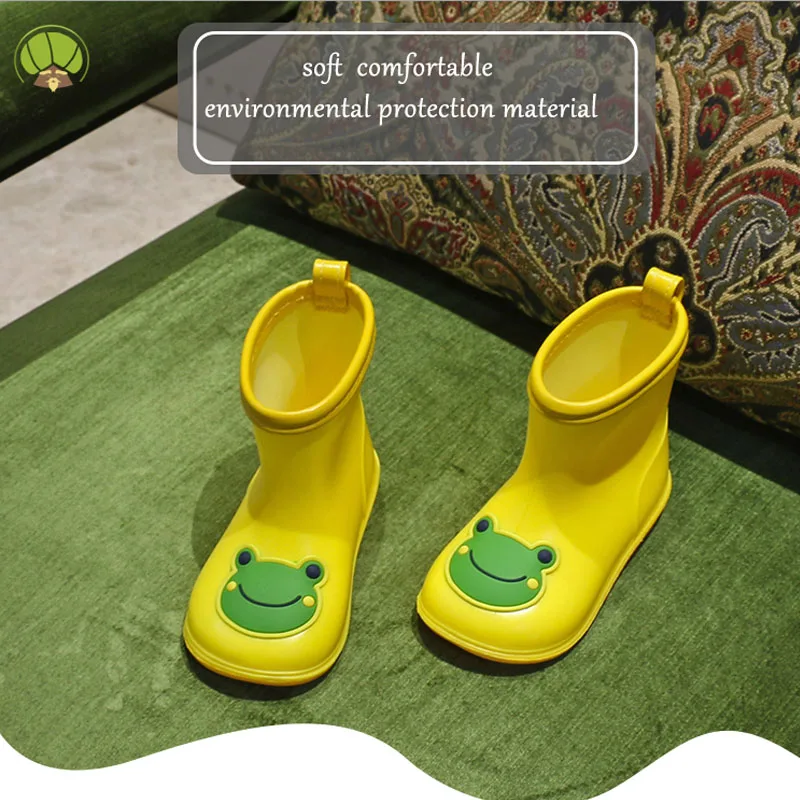 Новинка 2018 года детские резиновые сапоги с рисунком лягушки Мягкие из ПВХ
