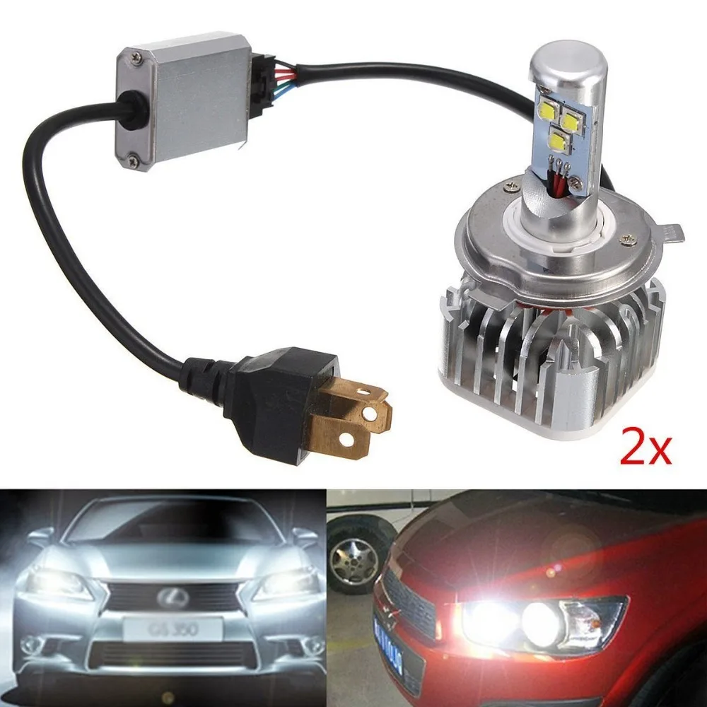 

H4 60W Phare Voiture LED Etanche IP68 Antibrouillard 6000LM Ampoule Auto Camion Bateau Headlight Kit Vehicule Lampe DC 6-70V