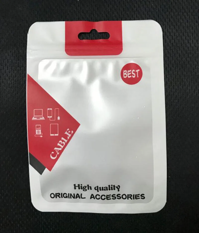red empty bag 200 шт./лот 10,5*15 см сумки на молнии Розничная посылка полиэтиленовый пакет opp для iphone samsung xiaomi USB кабель с отверстием - Цвет: red empty bag