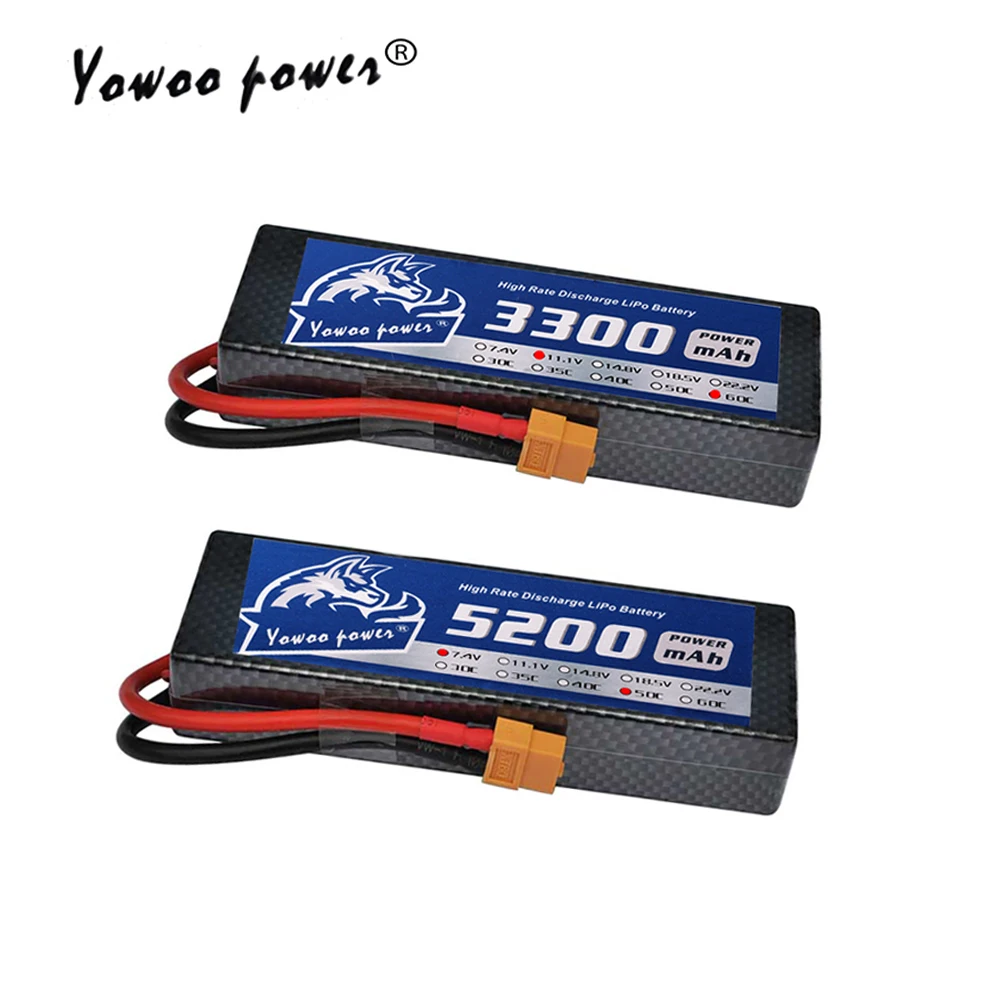 Lipo 2S 3S Аккумулятор 7 4 В 11 1 3300 мАч 5200 6000 7000 50C 60C Жесткий Чехол для Traxxas Slash Car RC 1/10 Scale