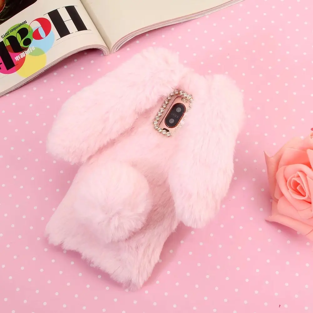Чехол из меха кролика для huawei Y5 Y6 II/mate 9 10Pro/Y5 6 7 Prime Y9 /Nova 3i/Honor 10/8X/7A/Play Cony Hairy из ТПУ
