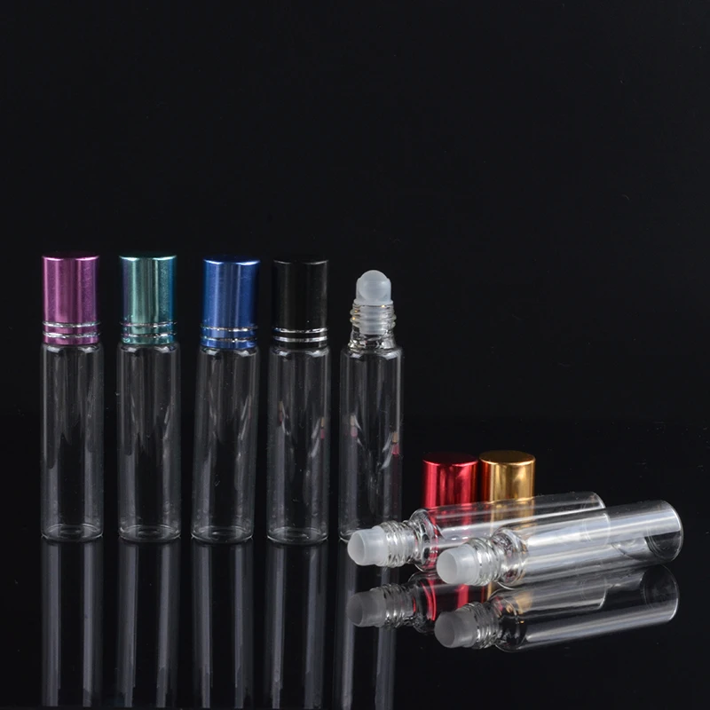 

MUB 100 шт./лот 10 мл портативный многоразовый стеклянный флакон для духов, бутылочка для эфирных масел с 7 цветами, пустой контейнер для путешес...