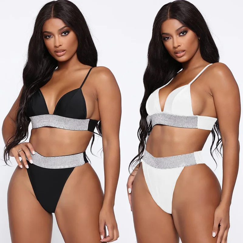 Новый Блестящий бикини с высокой талией 2020 женский купальный костюм женская