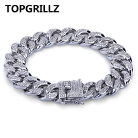 topgrillz hip hop rock jewelry gold color plated cuban chain micro pave cz stones bracelet 8 inch length beacelets for men