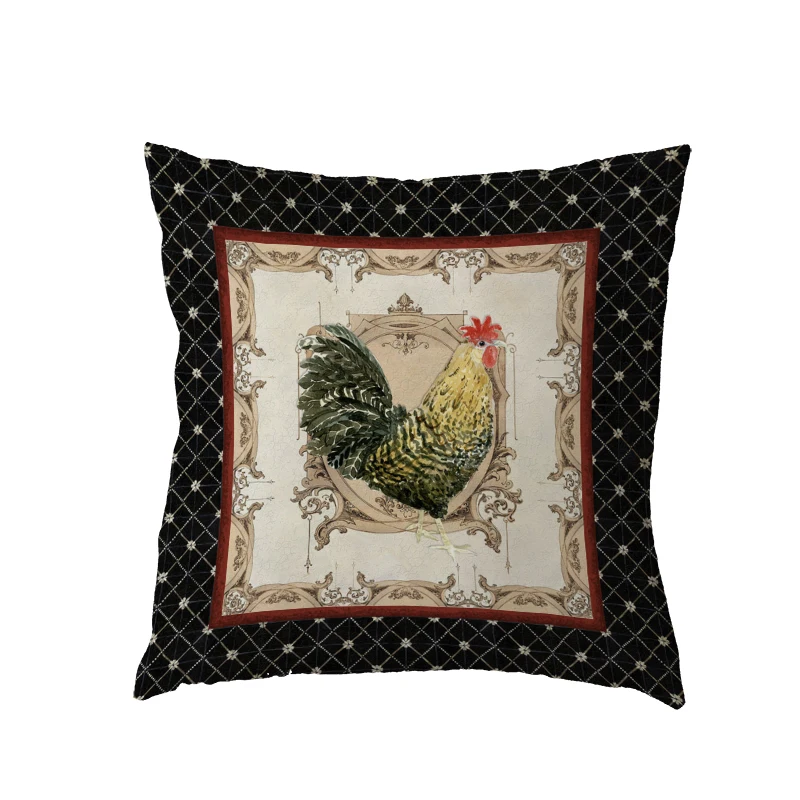 White Cushion Cover Vintage Rooster Beautiful Feathers Throw Pillow Case Geometric GIfts Home Living Room Decoration | Дом и сад