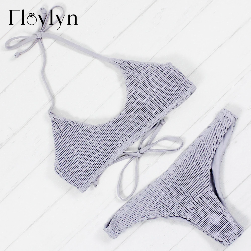 Floylyn Summer Fold Biquini Brazilian Thong Bikinis Swimsuit Sexy Cut Swimwear Women Triangle Push Up Bikini Maillot De Bain | Женская