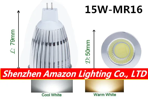 

Super Bright MR16 Bulbs Light Dimmable Led Warm/White DC12V 9W 12W 15W MR16 COB LED lamp light MR16 led Spotlight