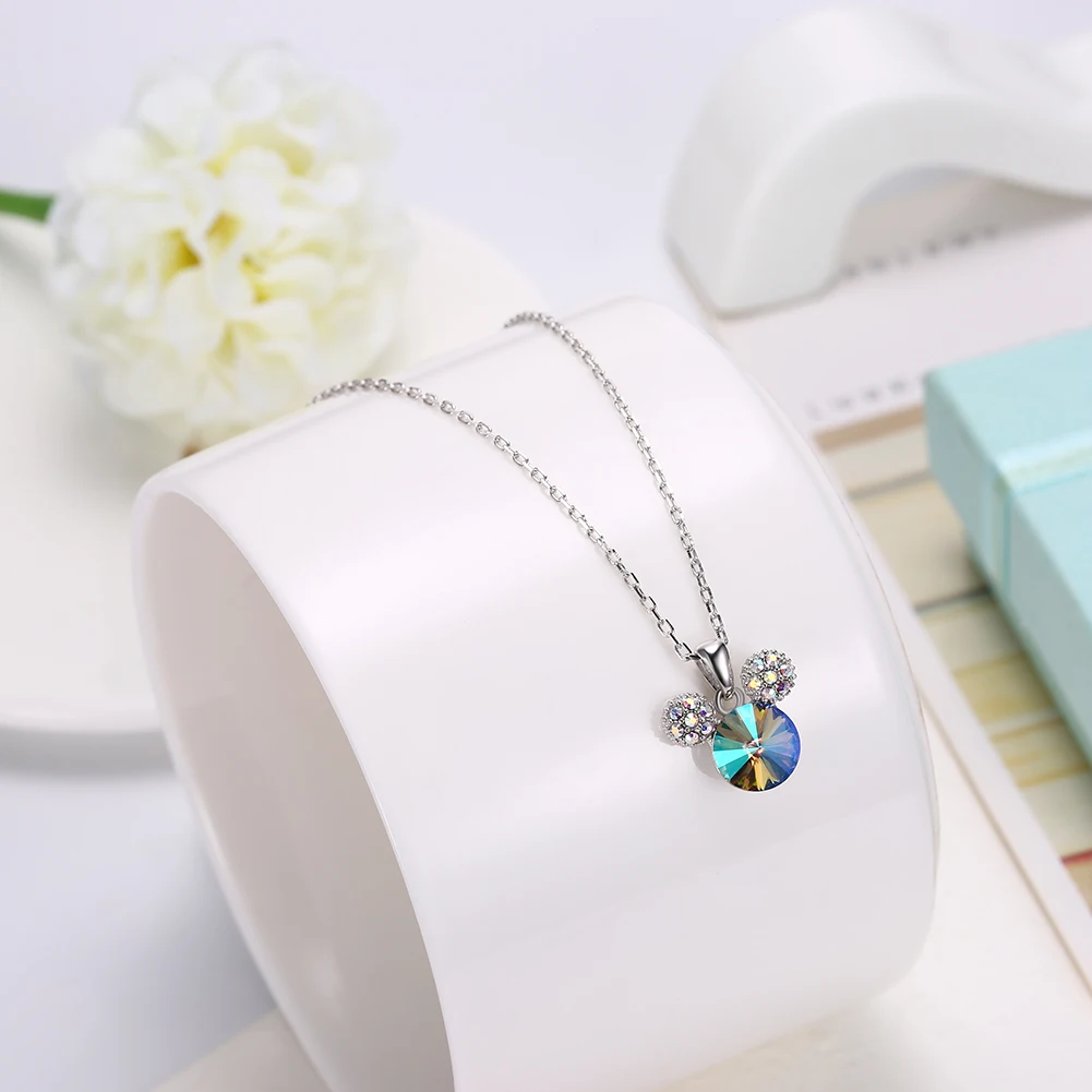LEKANI Милая подвеска «Микки мауз», ожерелья, кристаллы Swarovski S925, серебряные ювелирные изделия с животными для девочек, женские аксессуары для детей