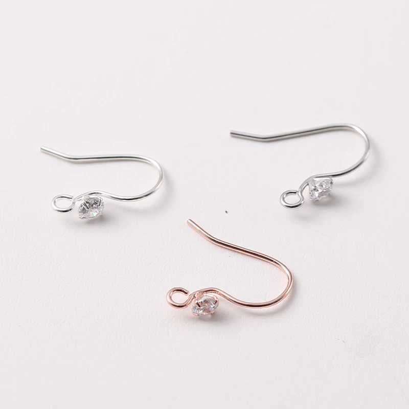 925 пробы серебряные серьги CZ Ушная проволока французский крючок соединитель DIY