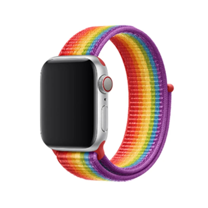 Спортивный ремешок-петля для Apple Watch Band 5 4 44 мм 42 мм 3 2 1 iWatch Band 40 мм 38 мм Correa нейлоновый браслет на запястье аксессуары для часов - Цвет ремешка: Rainbow color