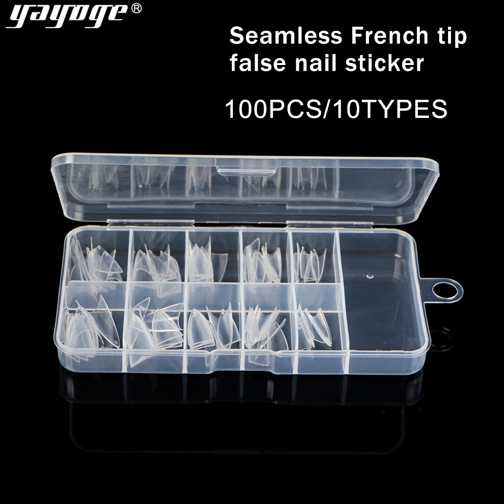 Yayoge 100 шт. белый натуральный Цвет французский Seamless False Nails 10 типа длинная акриловая сплетенная Пресс on Nails Советы Маникюр "сделай сам"