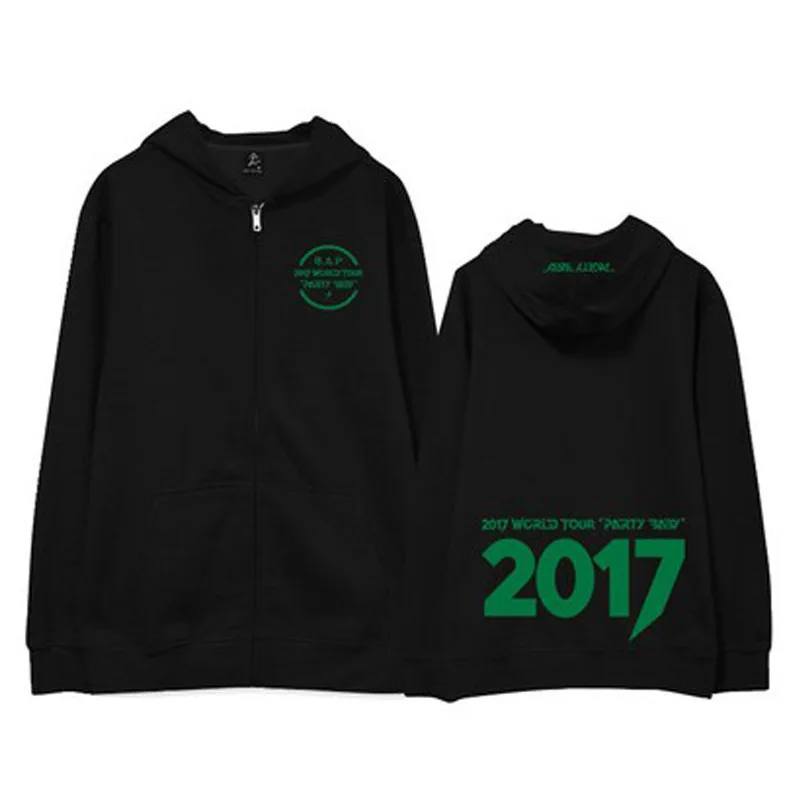 K pop/толстовки на молнии с капюшоном и бархатной подкладкой коллекция 2017 года