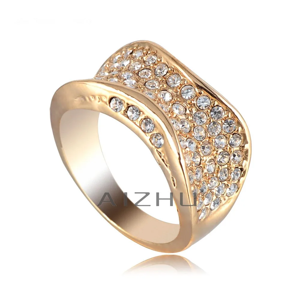 Luxury High Quality Full Czech Rhinestone Inlay Jewelry 18K Gold Plated Rageared Wedding Men Ring Design Size 5.5-10 | Украшения и