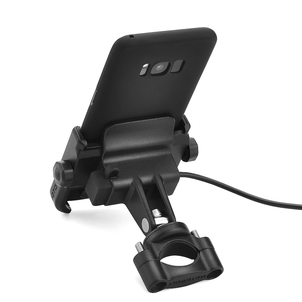 Black Handlebar Hold Bjmoto 4 дюйма-6,6 дюйма держатель для сотового телефона Мотоцикл 19-33 мм Руль заднего вида Зеркало Крепление Держатель для навигатора USB зарядное устройство - Цвет: Black Handlebar Hold
