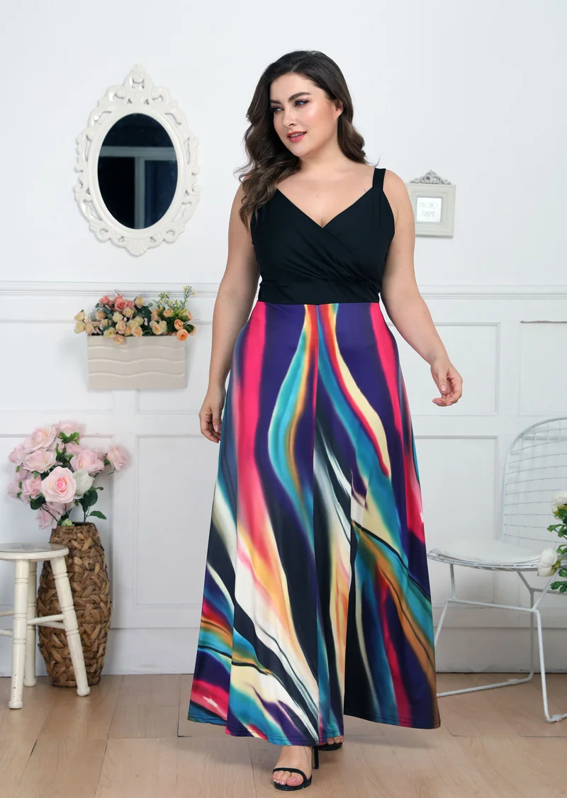 Длинное платье размера плюс женские летние платья Sukienki без рукавов Xxxl Xxxxl халат