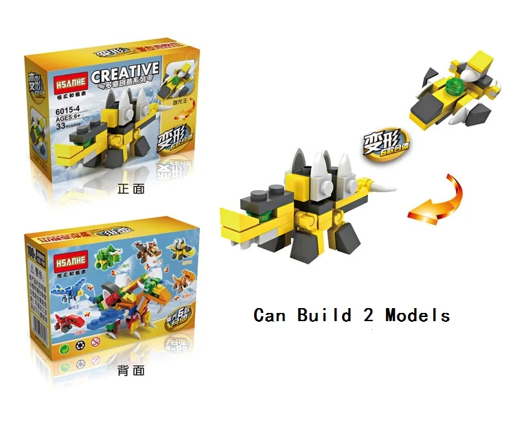 6 шт./компл. 2 формы модель трансформации цифры кирпичи динозавр Робот