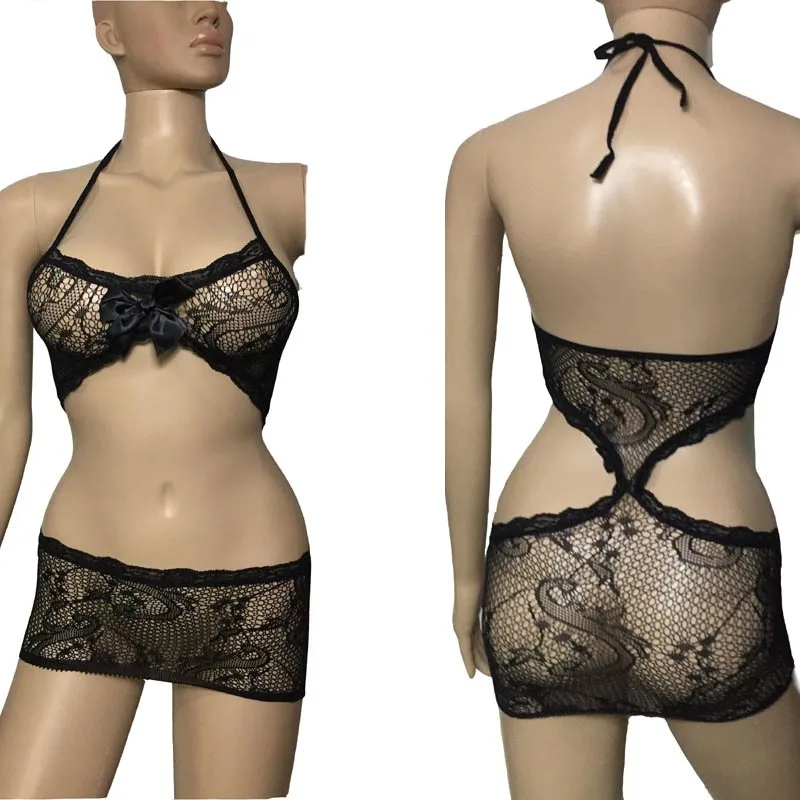 Сексуальное прозрачное Сетчатое белье Babydoll Chemise цельное бикини нижнее с лямкой