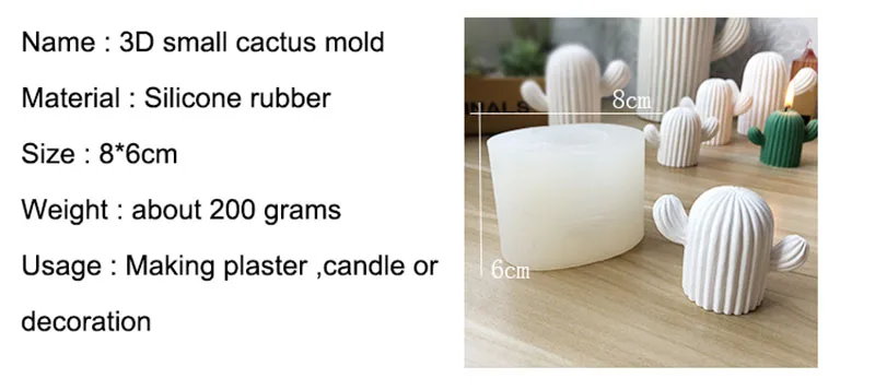 Cactus Silicone Wax Candle Mold Aromatherapy Plaster Mould Handmade Wedding Decoration Candle Mold