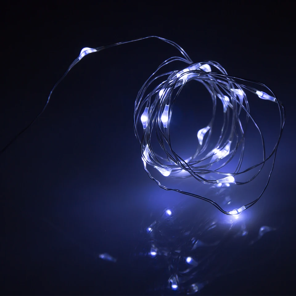 Супер дешевые 2 м Светодиодные серебряные Проводные гирлянды для рождества дома