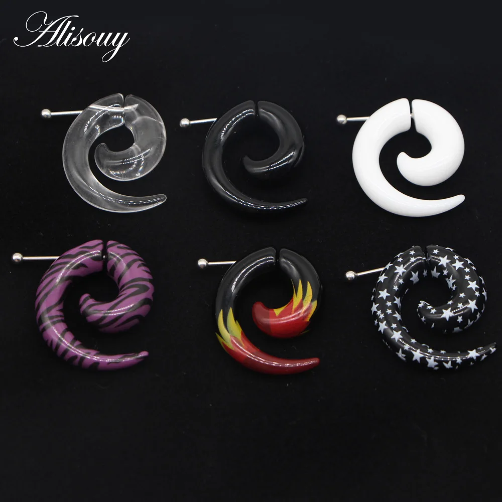 1 Pair Acrylic Fake Cheater Spiral Ear Taper Stretcher Expanders Gauge Earlobe Earring Piercing Body Jewelry Tunnel And Plugs
