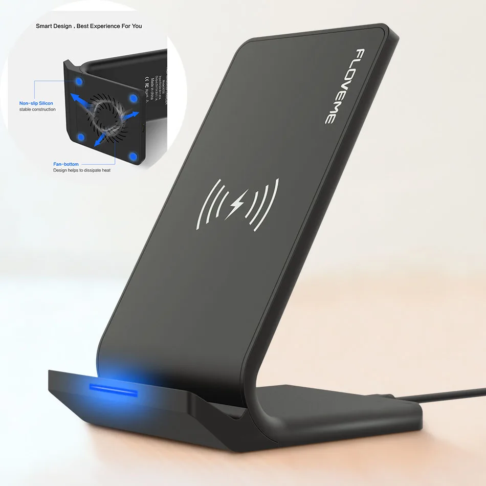 Black Color FLOVEME Qi Быстрое беспроводное зарядное устройство для iPhone XS Max XR X 10 Вт USB беспроводное зарядное устройство для iPhone X 8 Plus для samsung Note 9 - Тип штекера: Black Color