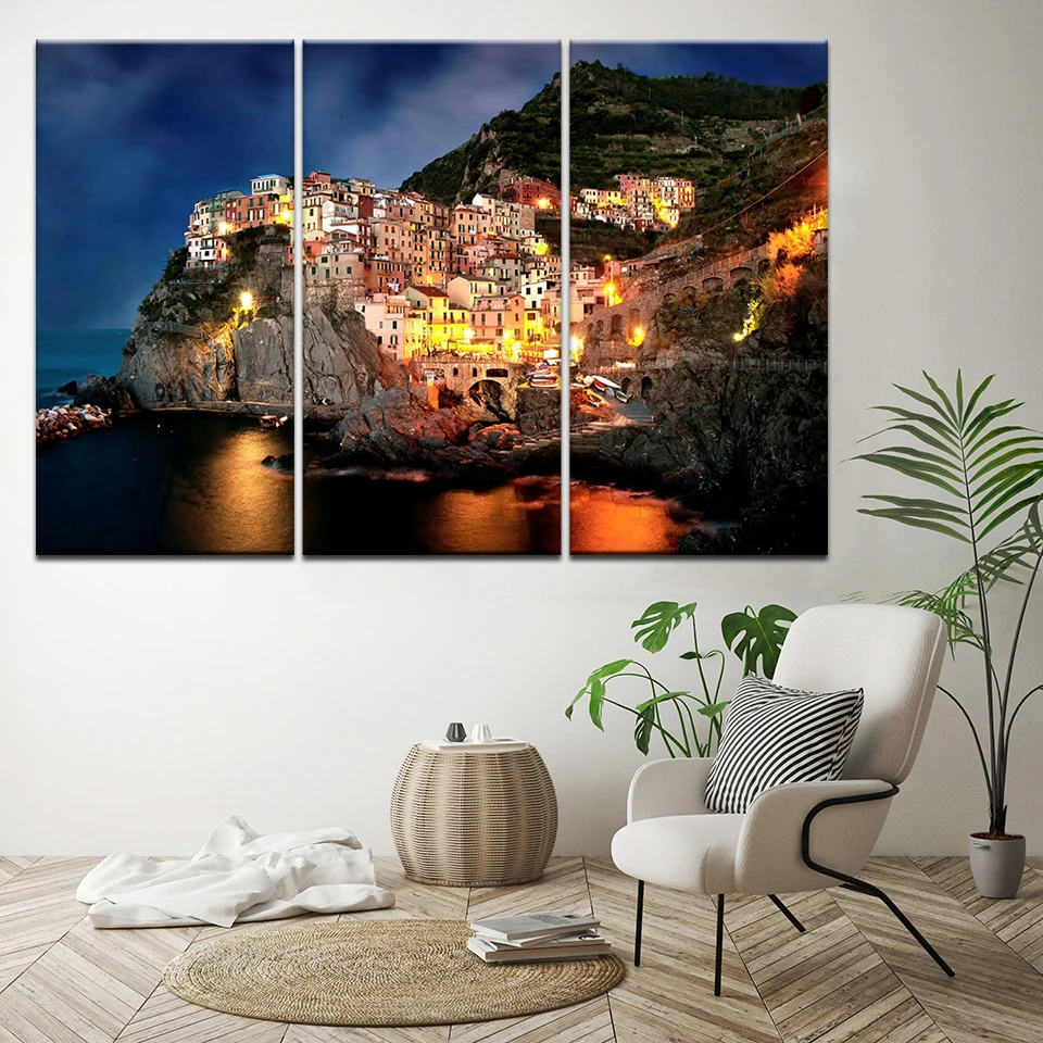 Типа Салерно залива Positano Италия пейзаж настенная живопись на холсте плакат