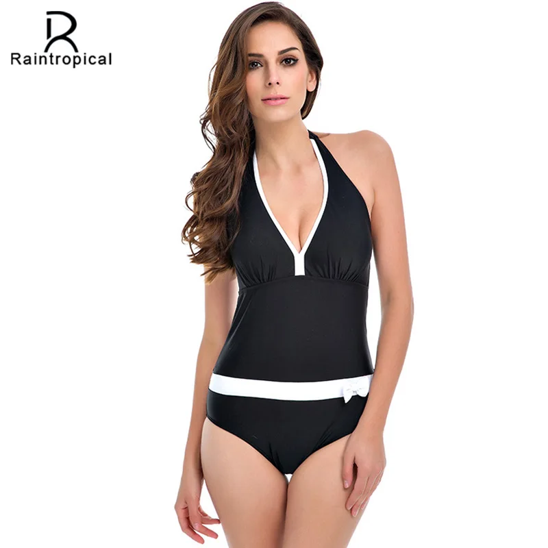 Женский купальный костюм винтажный с лямкой на шее сексуальный Монокини