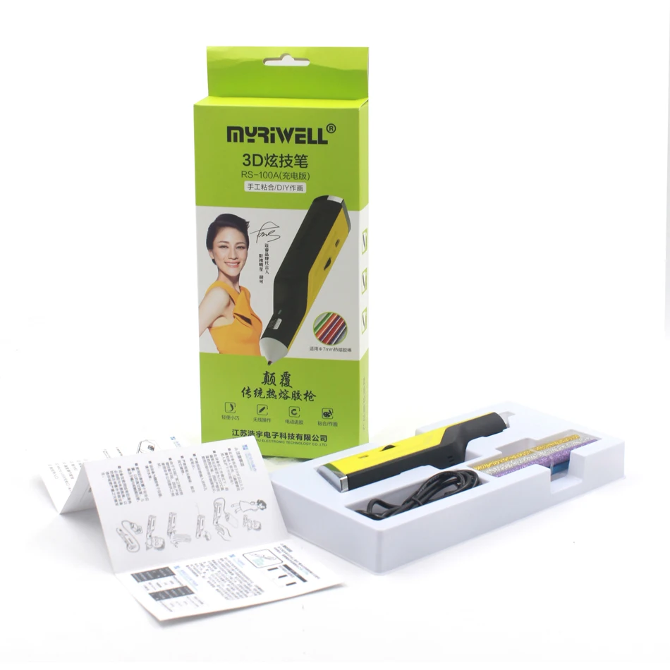 Myriwell 3d принтер Ручка термоплавкий клеевой пистолет 3d Ручка для рисования usb зарядка или одна коробка клей-карандаш шелк для детей 3d ручка игрушки