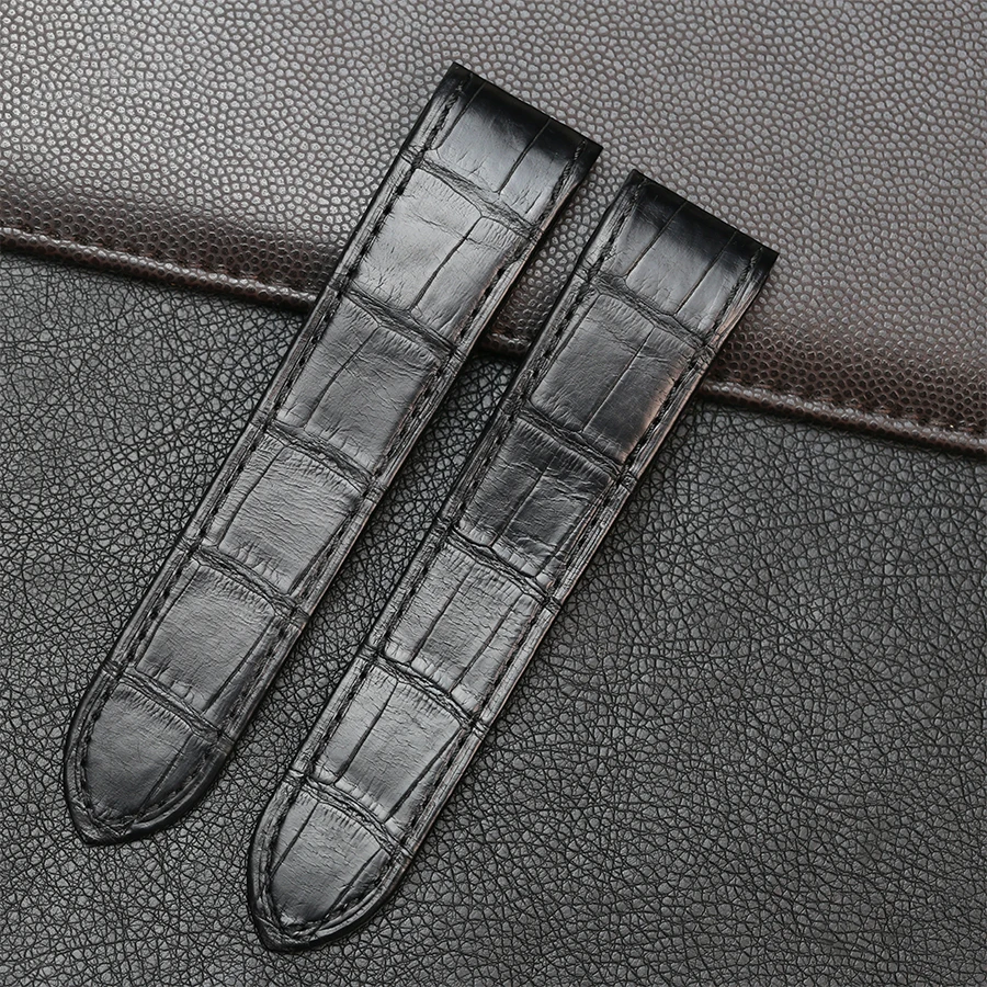 SAUPPO Ремешки для наручных часов подходят для Cartier Santos кожа аллигатора кожаный ремешок 20 мм 23 мм с бамбуковой текстурой черные ремешки для часов