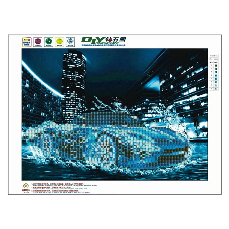 Полная круглая Алмазная мозаика спортивный автомобиль 5d Diy Алмазная вышивка крестиком крутая машина полная Алмазная вышивка городской пейзаж