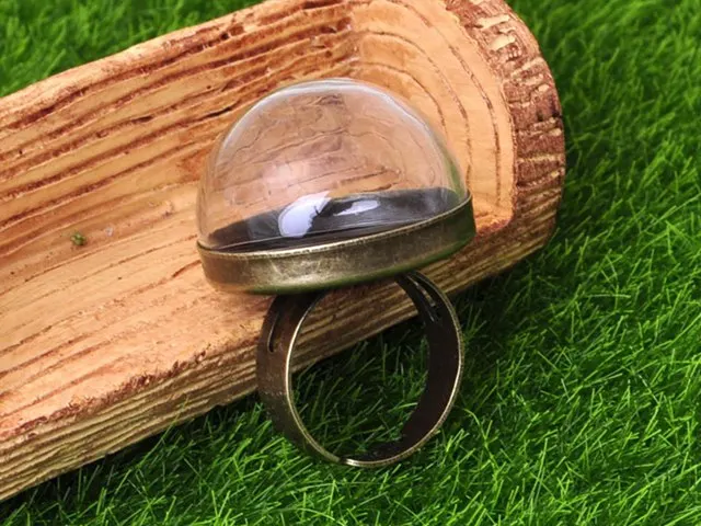 DIY бронзовое регулируемое кольцо с 25 мм прозрачным стеклянным куполом Террариум