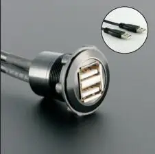 Диаметр крепления 22 мм металлический двойной USB разъем A MALE с проводом (60 см 150 200