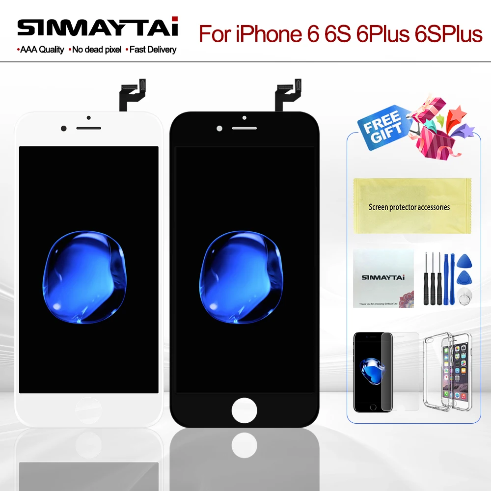 Черный/белый ЖК дисплей без битых пикселей для iPhone 6 6S Plus с 3D сенсорным экраном