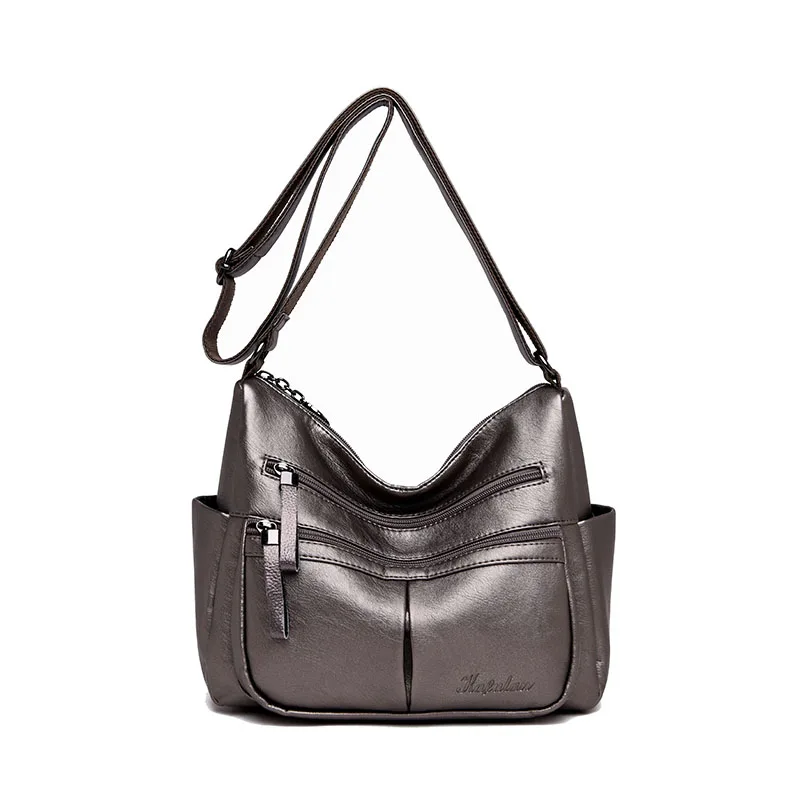 Многие карманные Большие сумки через плечо для Для женщин Sac основной Femme роскошная кожаная Сумки Для женщин сумки дизайнер Сумки высокое качество - Цвет: BRONZE