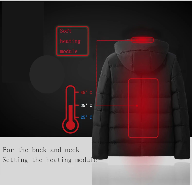 Aufdiazy мужской зимний USB нагревательный Электрический жилет тепловой Открытый Ветровка скалолазание лыжный Кемпинг Треккинг черное пальто 5XL IM019