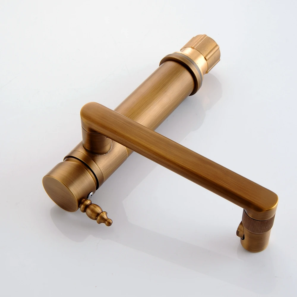 

360 Degree Rotation Bathroom Faucet Antique Bronze Hot and Cold Water Mixer Tap Deck Mounted Faucets ML302