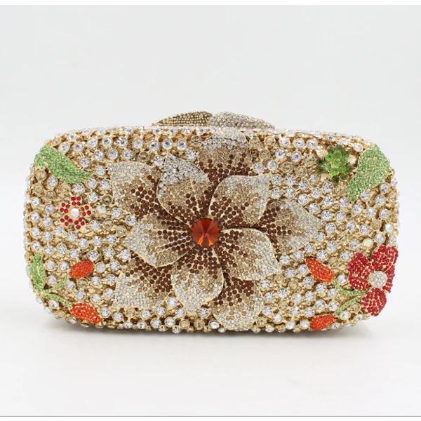 Вечерние дамские сумочки с цветами и золотой застежкой милые клатчи на свадьбу