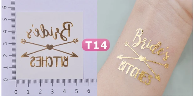 1 X Gold Bride Temporary Tattoo Bachelorette Party Accessories Bridesmaid Bridal Shower Wedding Decoration Photographs | Дом и сад