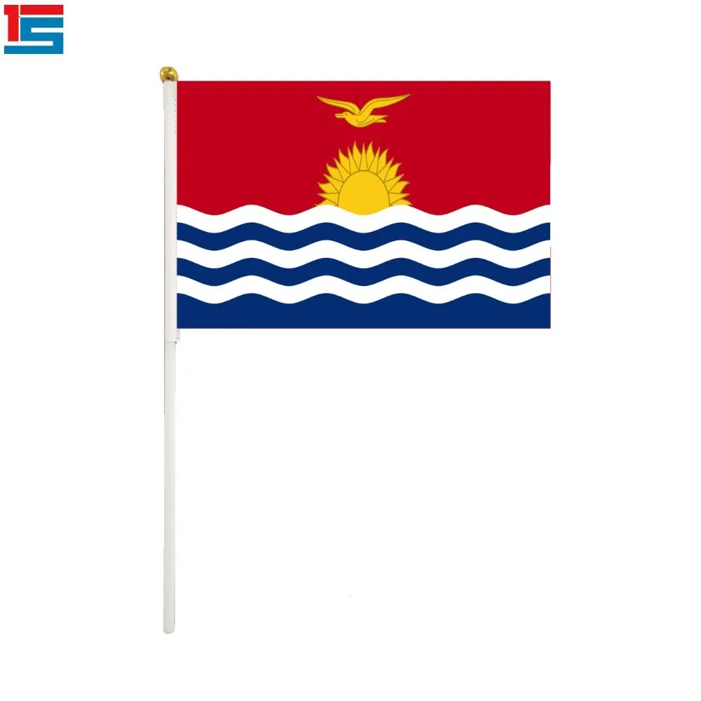 50 шт./лот Kiribati flag 14x21 см и вибрирующий флаг с пластиковым шестом|Флаги баннеры