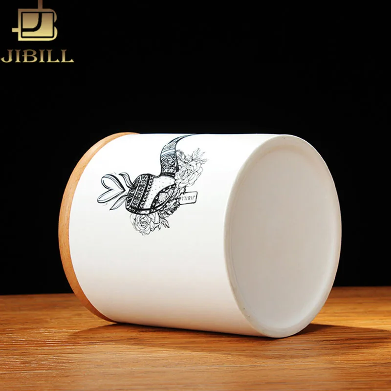RU-JIBILL закаленное керамическое humidor jar натуральный Европейский Бук Крышка для сигар Taobacco кофе в зернах чай конфеты cg0015