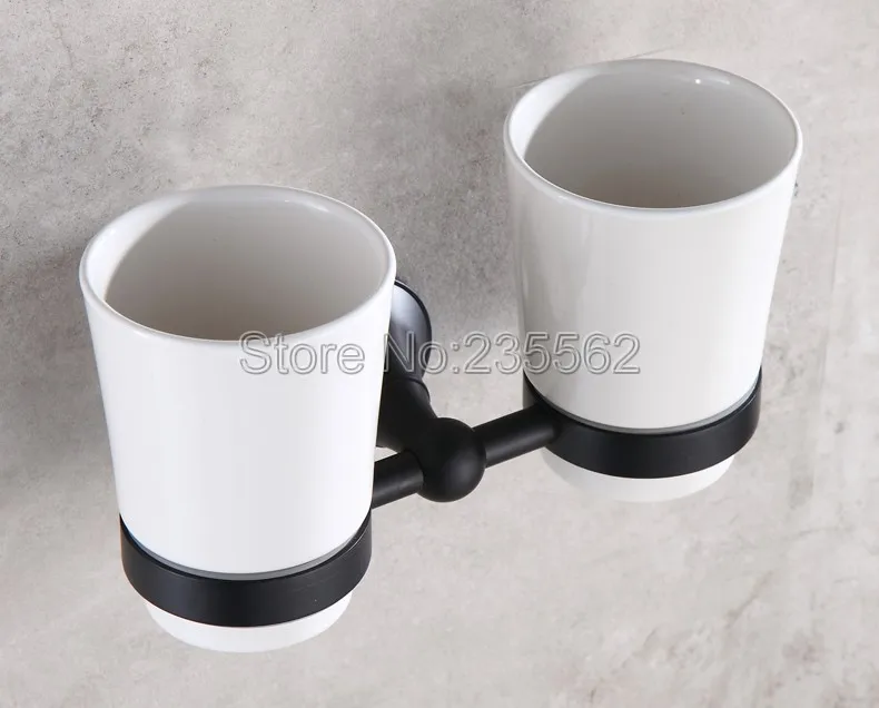 Черные масляные античные латунные настенные держатели для зубных щеток с