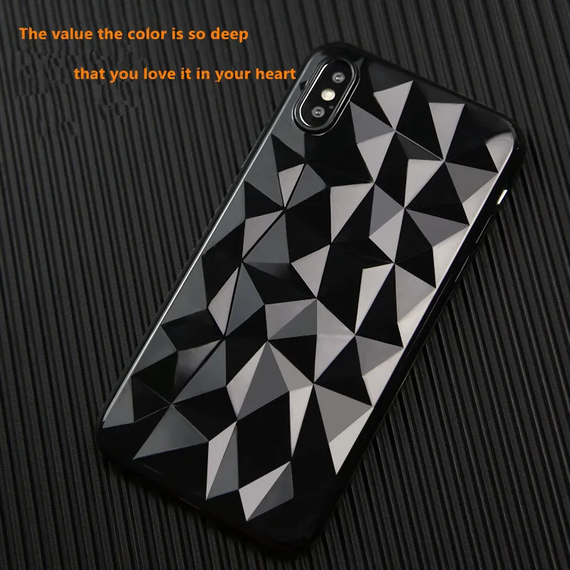 Роскошные 3D ромбовидный узор чехол для iPhone X Ультратонкий Мягкий ТПУ силиконовый