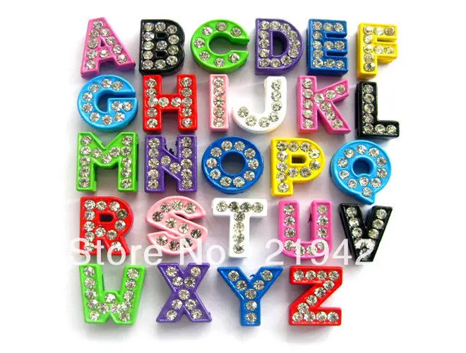 Оптовая продажа 130 шт 8 мм горный хрусталь Слайд буквы смешанные цвета A-Z DIY