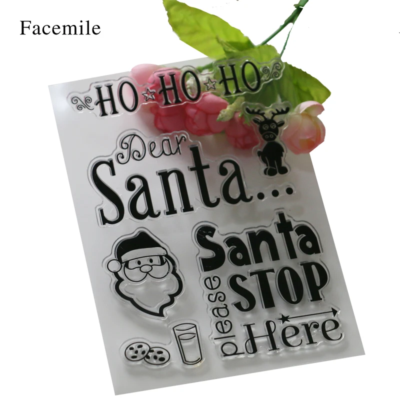 Santa Design Transparent Clear Silicone Stamps for DIY Scrapbooking Kids Christmas Fun Decoration Supplies YS058 Gift | Канцтовары для