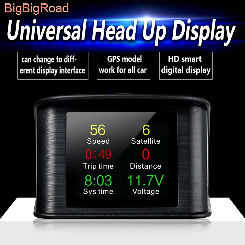 BigBigRoad автомобильный коллиматорный Дисплей GPS Hud компьютер ветрового стекла