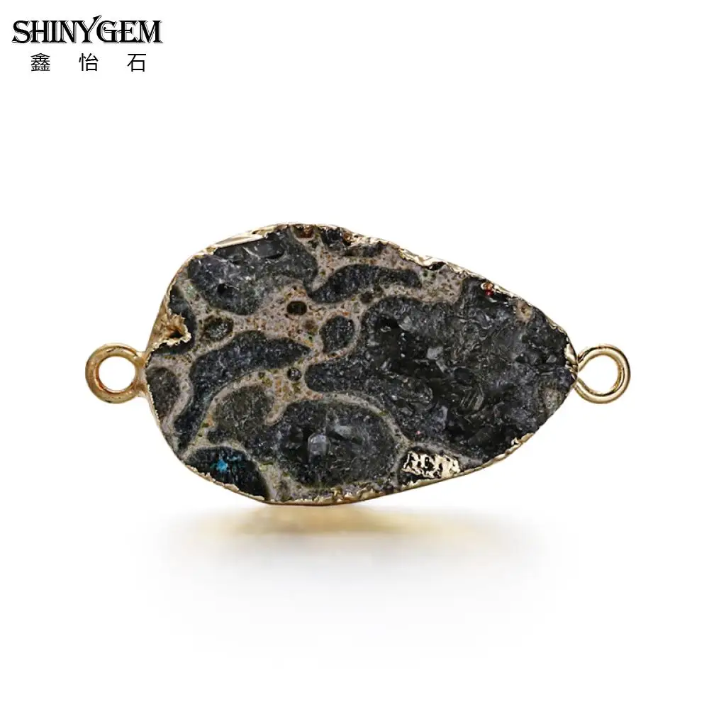 ShinyGem капли воды натуральный камень шармы соединители высокое качество Золотое