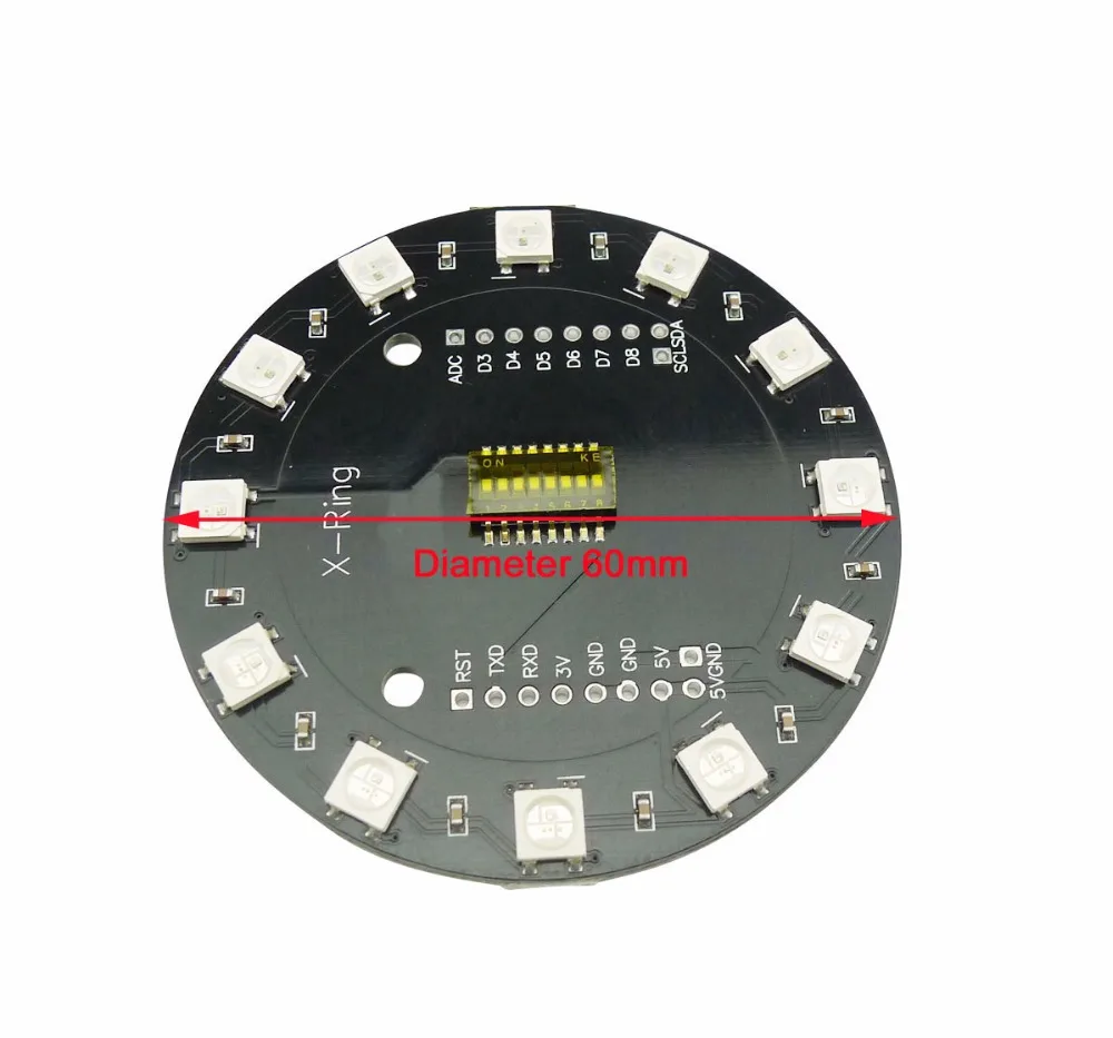 Aihasd 10 шт. WEMOS X ring 12 бит WS2812B RGB светодиодная кольцевая лампа со встроенным цветных